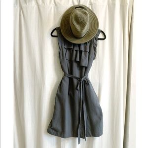 GAP Cotton Wool Ruffle Charcoal Gray Dress with Pockets